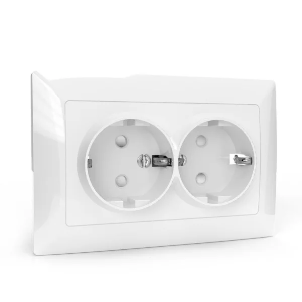 Розетка 2-м СП AVA 16А IP20 с заземл. защ. шторки в сборе бел. TOKOV LIGHT TKL-AV-R2FZSF-C01