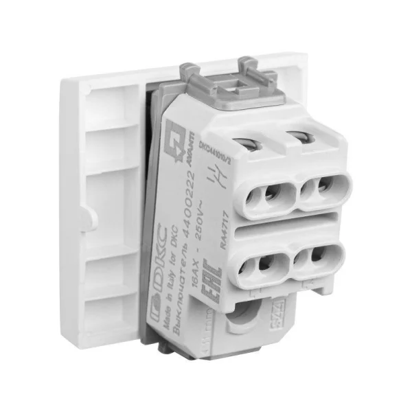 Выключатель модульный 1-кл. 2п 2мод. Avanti "Белое облако" 16А IP20 бел. DKC 4400222