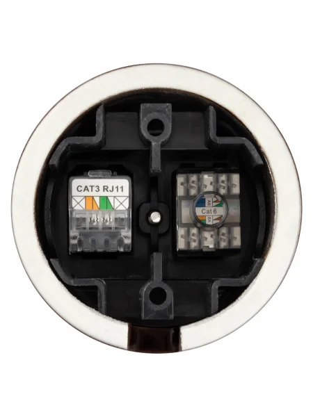 Розетка телефонная RJ11 + компьютерная RJ45 коричневая «Болонь» TDM