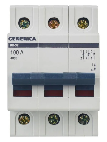 Выключатель нагрузки (мини-рубильник) 3п ВН-32 100А GENERICA MNV15-3-100