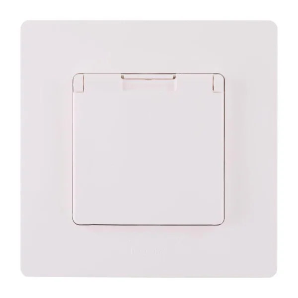 Розетка 1-м Etika 16А IP44 250В с заземл. защ. шторки с крышкой безвинтов. зажимы бел. Leg 672226