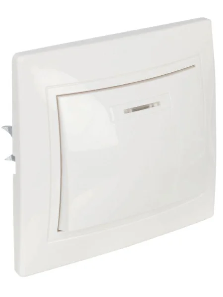 Выключатель 1-кл. СП Кварта 10А IP20 ВС10-1-1-КБ с индикацией бел. IEK EVK11-K01-10-DM