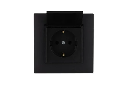 Розетка 1-м с крышкой Karea RIZZ STAR с заземл. чер. Makel 88054029