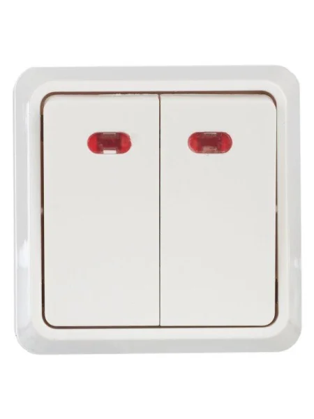 Выключатель 2-кл. ОП Октава 10А IP20 ВС20-2-1-ОБ с индикацией бел. IEK EVO21-K01-10-DC