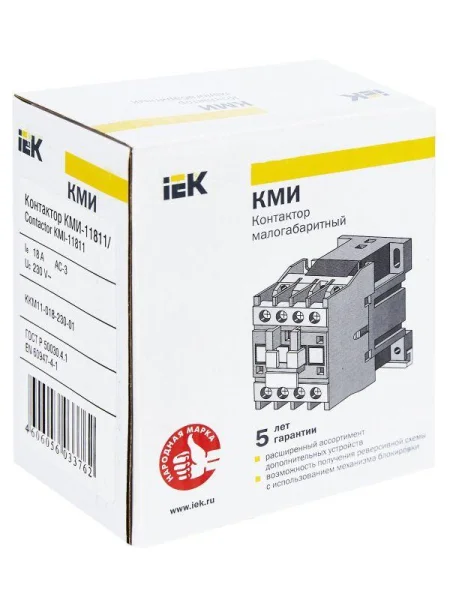 Контактор КМИ-11811 18А 230В/АС3 1НЗ IEK KKM11-018-230-01