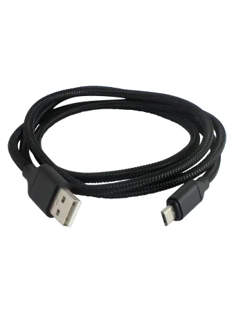 Дата-кабель, ДК 7, USB - micro USB, 1 м, тканевая оплетка, черный, TDM