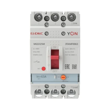 Выключатель автоматический MGS125 3P 50 4-63A 25kA YON MGS125M-3TAMF0063