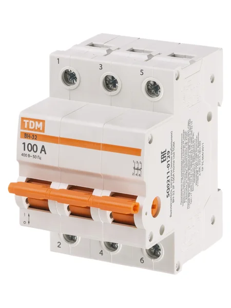 Выключатель нагрузки (мини-рубильник) ВН-32 3P 100A Home Use TDM