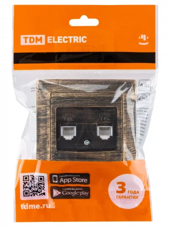 Розетка двойная телефонная RJ11  старинная бронза "Лама" TDM