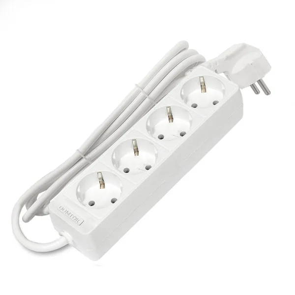 Удлинитель 4х1.5м с заземл. 16А IP20 3.5кВт ПВС 3х1 бел. DOMTOK 2394