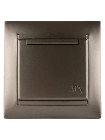 Розетка 2П+З 16А 250В  IP44 с крышкой бронза "Лама" TDM