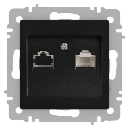Розетка Accent 6-303-05 информационная RJ45 IP20 СУ антрацит Intro Б0063634