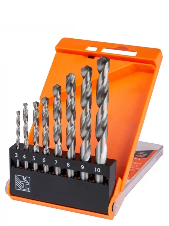Набор сверл по металлу, 8 шт. (3-4-5-6-7-8-9-10) мм, полир., HSS, ц. хв., пласт. уп., "Рубин" TDM