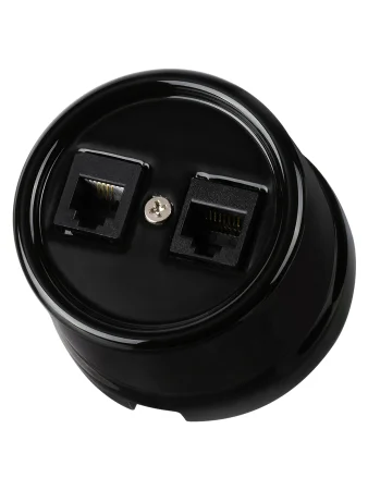 Розетка телефонная RJ11 + компьютерная RJ45 черная «Болонь» TDM