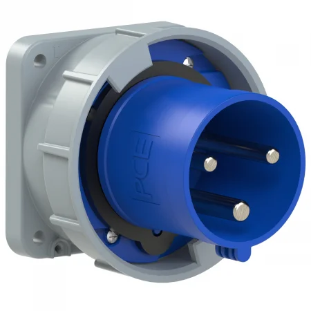 633-6 PCE Вилка встраиваемая 63А/230V/1P+N+E/IP67, фланец 100x100