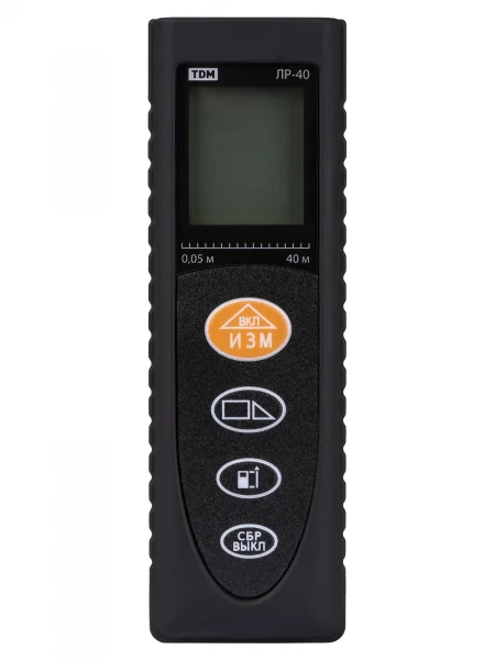 Лазерная рулетка ЛР-40, дальность 40 м, точность 2 мм, подсветка, IP54, 2хAAA, “Алмаз” TDM