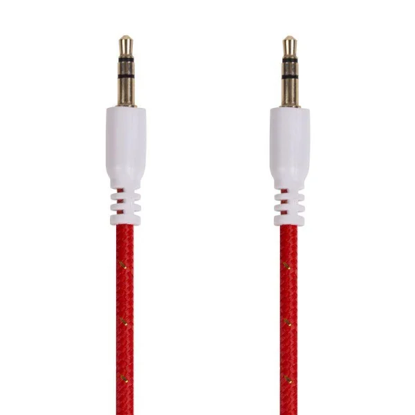 Кабель аудио AUX 3.5мм в тканевой оплетке 1м красн. Rexant 18-4076