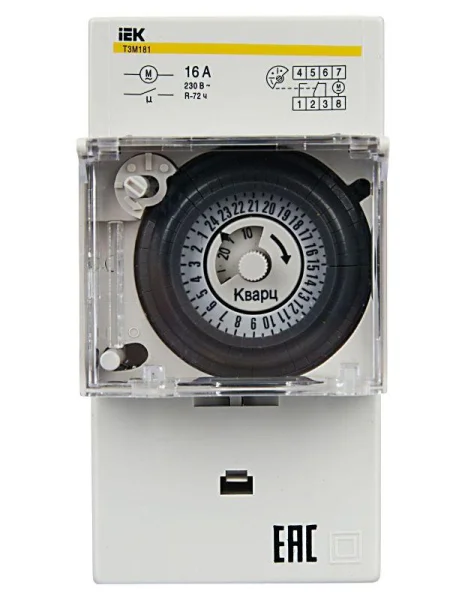 Таймер аналоговый ТЭМ-181 16А 230В на DIN-рейку IEK MTA20-16