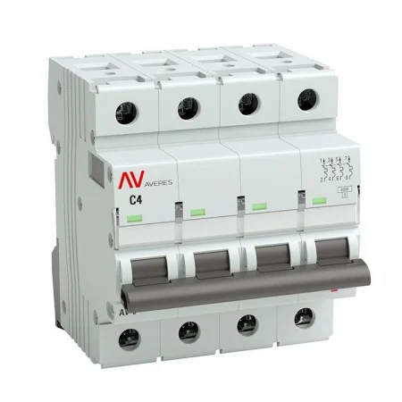 Выключатель автоматический модульный 4п C 4А 10кА AV-10 AVERES EKF mcb10-4-04C-av