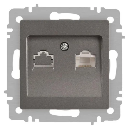 Розетка Accent 6-303-09 информационная RJ45 IP20 СУ титан Intro Б0063642