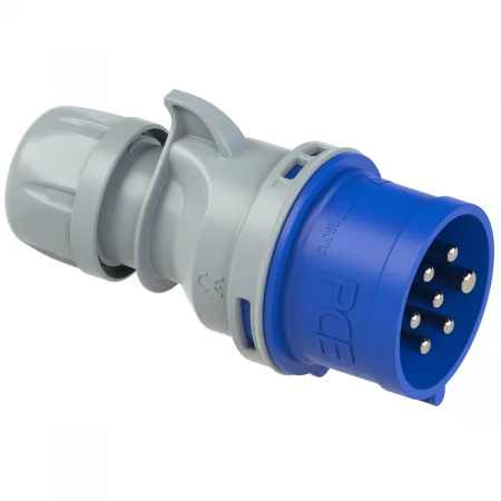 017-9v PCE Вилка кабельная 16А/230V/6P+E/IP44 никелированные контакты