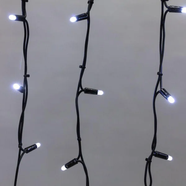 Гирлянда светодиодная "Айсикл" (бахрома) 4х0.6м 128LED бел. 10Вт 230В IP67 провод каучук черн. Neon-Night 255-225