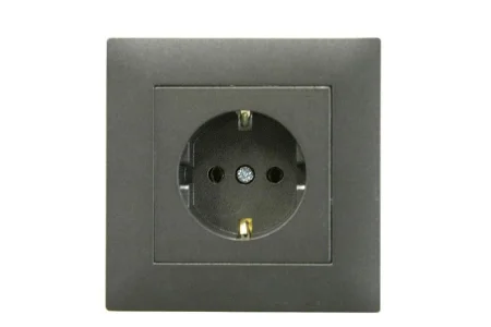 Розетка 1-м Karea RIZZ STAR с заземл. дым. металлик Makel 88050028