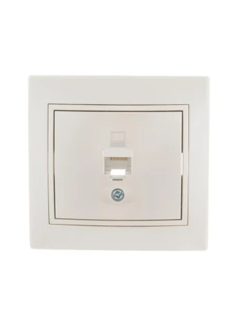 Розетка компьютерная 1-м СП Mira RJ45 16А IP20 со вставкой жемчуж./бел. перламутр. LEZARD 701-3030-139