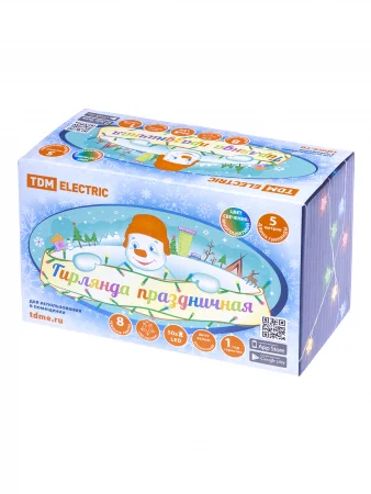 Гирлянда светодиодная "Звездочки" 50LED, 5м, 8 режимов, многоцвет., прозр.шнур, 250 В, TDM