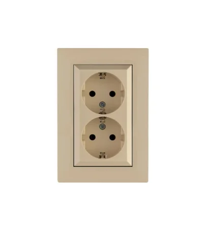 Розетка 2-я Karea RIZZ с заземл. крем Makel 88010082