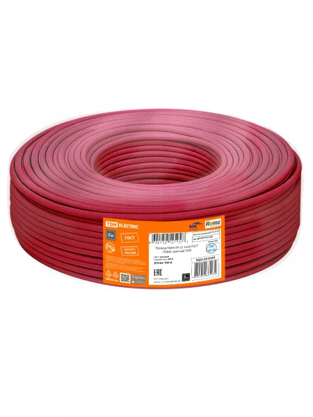 Провод ПуВнг(А)-LS 1х4,0 ГОСТ (100м), красный TDM