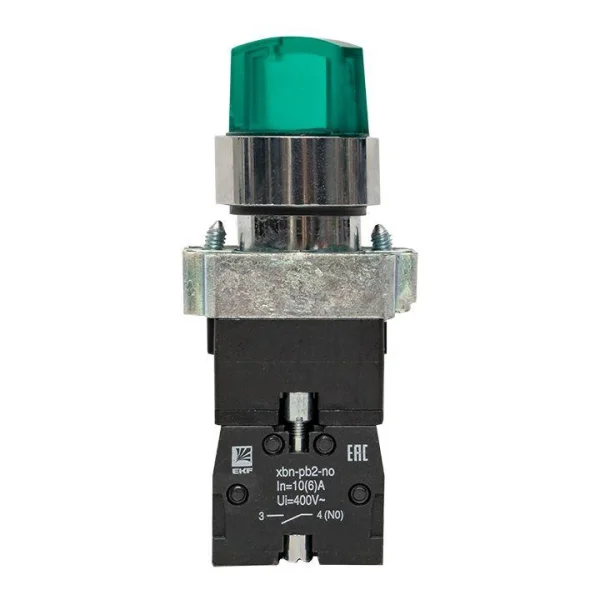 Переключатель BD21 2P с зел. подстветкой 230В NO PROxima EKF xb2-bk21-g-230