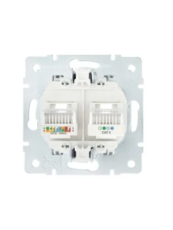 Розетка компьютерная + телефонная 1-м СП Vesna механизм бел. LEZARD 742-0288-143