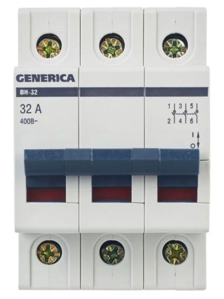 Выключатель нагрузки (мини-рубильник) 3п ВН-32 32А GENERICA MNV15-3-032