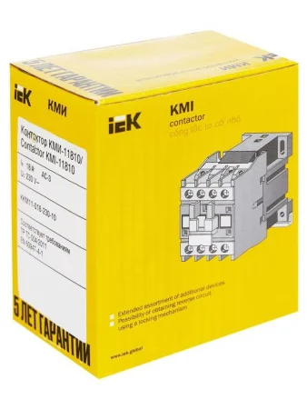 Контактор КМИ-11810 18А 230В/АС3 1НО IEK KKM11-018-230-10