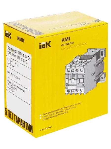 Контактор КМИ-11810 18А 230В/АС3 1НО IEK KKM11-018-230-10