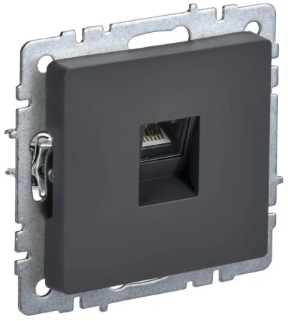 Розетка компьютерная СП RJ45 кат.5E BRITE РК10-БрГ графит IEK BR-K10-1-K53