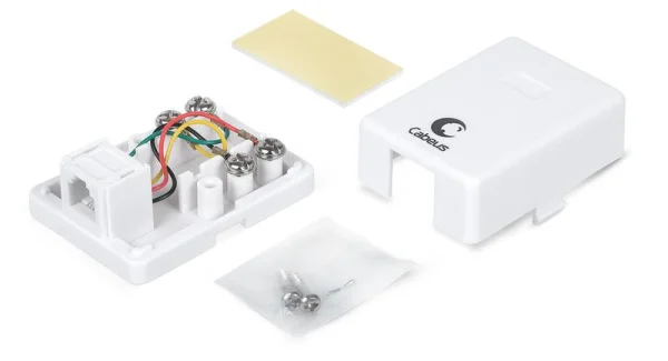 Розетка телефонная 1-м ОП WS-6P4C-TEL-1 RJ12 (6P4C) бел. Cabeus 7483c