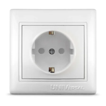 Розетка 1-м СП Севиль 16А IP32 с заземл. защ. шторки бел. UNIVersal С0049