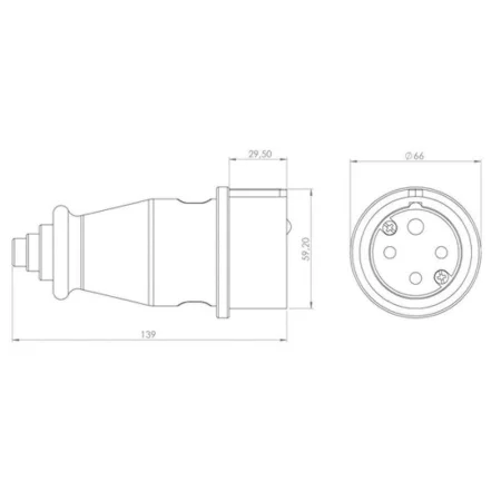 Вилка переносная влагозащ. 3P+PE 32А IP44 каучук черн. Rexant 111-006