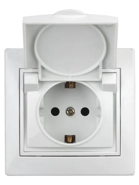 Розетка СП Plano 2P+E Schuko 1-203-01 16А-250В с крышкой IP20 бел. Intro Б0027611