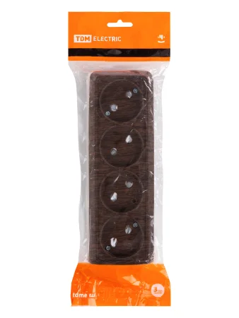 Розетка 4-х местная горизонтальная 2П открытой установки IP20 10A с з/ш бук "Ладога" TDM