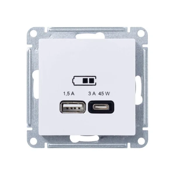 Розетка USB AtlasDesign тип A+C 45Вт высокоскор. ЗУ QC PD механизм лотос SE ATN001329