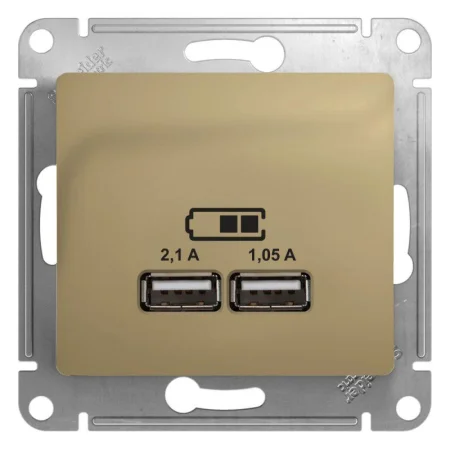 Розетка USB 2-м СП Glossa тип A+A 5В/2100мА 2х5В/1050мА механизм титан SE GSL000433