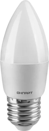 Лампа светодиодная 61 129 OLL-C37-6-230-6.5K-E27-FR 6Вт свеча 6500К холод. бел. E27 600лм 176-264В ОНЛАЙТ 61129