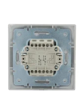 Переключатель проходной 2-кл. СП Mira 10А IP20 со вставкой сер. метал. LEZARD 701-1010-106
