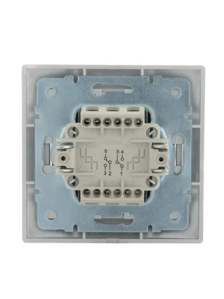 Переключатель проходной 2-кл. СП Mira 10А IP20 со вставкой сер. метал. LEZARD 701-1010-106