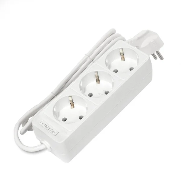 Удлинитель 3х1.5м с заземл. 16А IP20 3.5кВт ПВС 3х1 бел. DOMTOK 2389