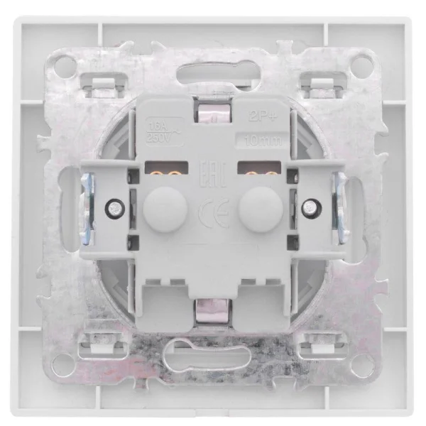 Розетка 1-м СП Минск 16А IP20 с заземл. защ. шторки бел. Basic EKF ERR16-028-100