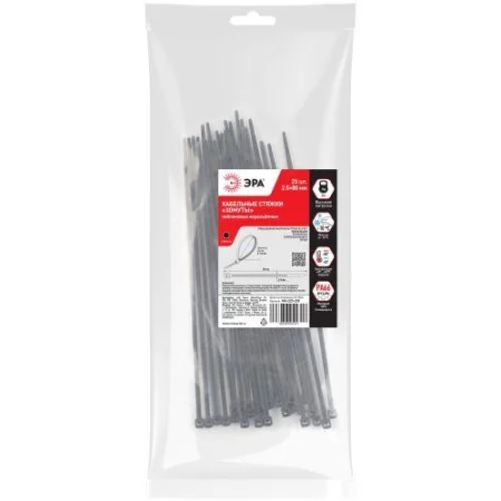 Хомут кабельный 2.5х80 NO-225-202 черн. (уп.25шт) Эра Б0066034